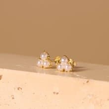 s925銀自製原創小清新 珍珠耳環 珍珠耳釘 抗敏感耳釘