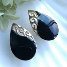 Vintage Jewelry 西洋古董飾品 黑色調 對稱 摩登 針式耳環