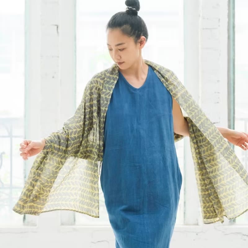 印度蓋染披巾 / 巴里紗 黃葉藤