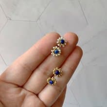 【聖誕飾品】我在乎物語-金色小雛菊青金石 14KGF注金耳針