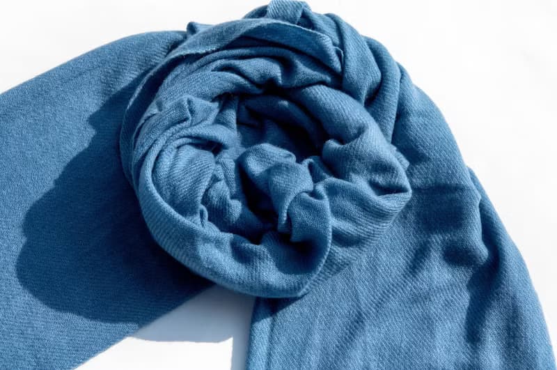 喀什米爾Cashmere/羊絨圍巾/純羊毛圍巾披巾/戒指絨披肩-藍色海洋