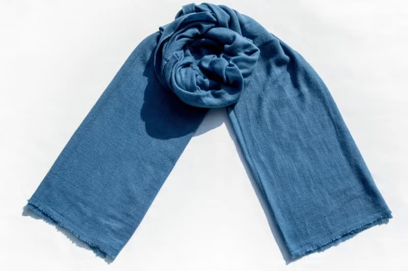 喀什米爾Cashmere/羊絨圍巾/純羊毛圍巾披巾/戒指絨披肩-藍色海洋