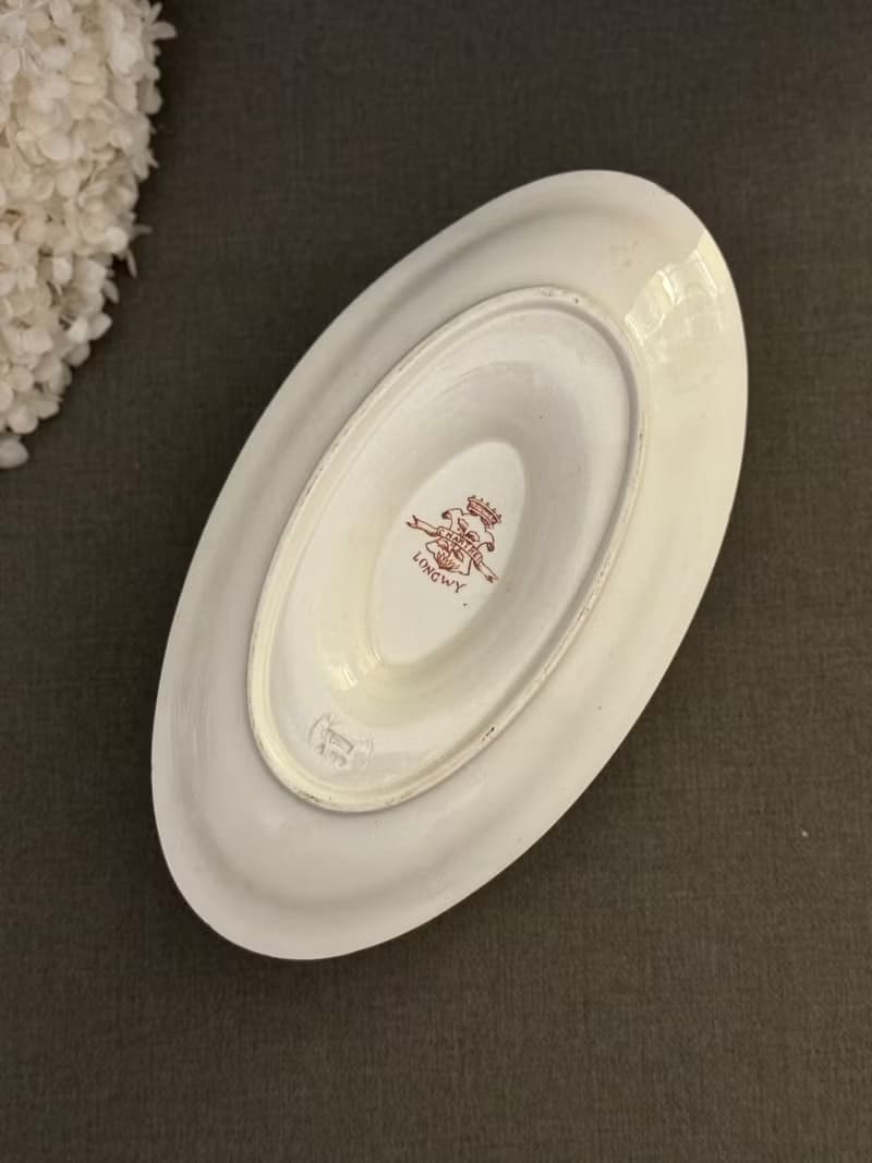 40182-稀有法國古董LONGWY棕褐色醬汁船CHARTRES model 系列