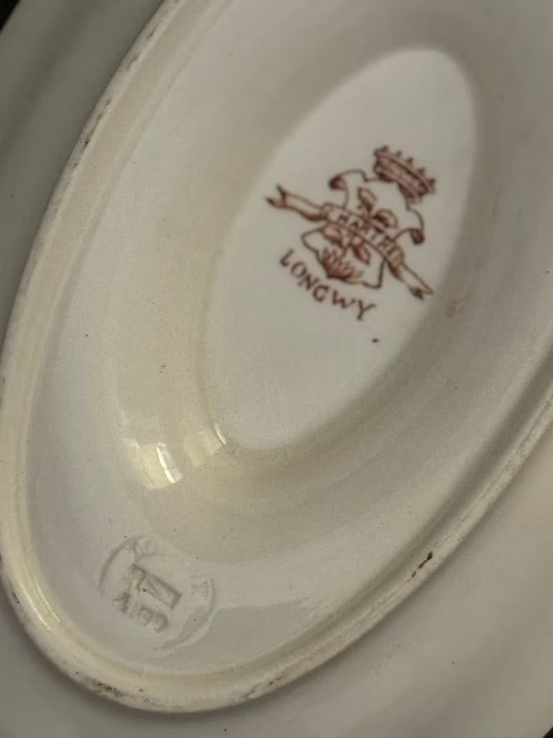 40182-稀有法國古董LONGWY棕褐色醬汁船CHARTRES model 系列