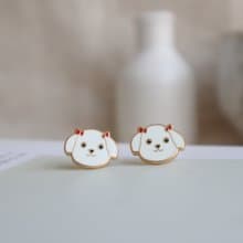 馬爾濟斯 Maltese  夾式 耳環 生日禮物 寵物飾品 狗狗 紙盒包裝