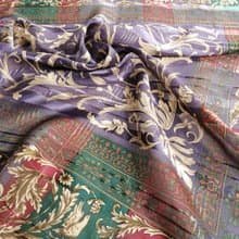 Vintage Yukiko Hanai Silk Scarf, Baroque Pattern, 42x 42 inches, 100% Silk
