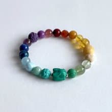 寶石系 小兔 天然礦石 七脈輪多寶 16.2 手圍 手鍊