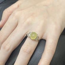 不規則形原石葡萄石925銀戒指