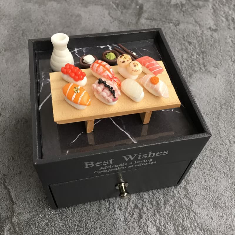 尤朵拉小屋 生日禮物、情人節禮物、袖珍日本鮭魚壽司、飾品盒