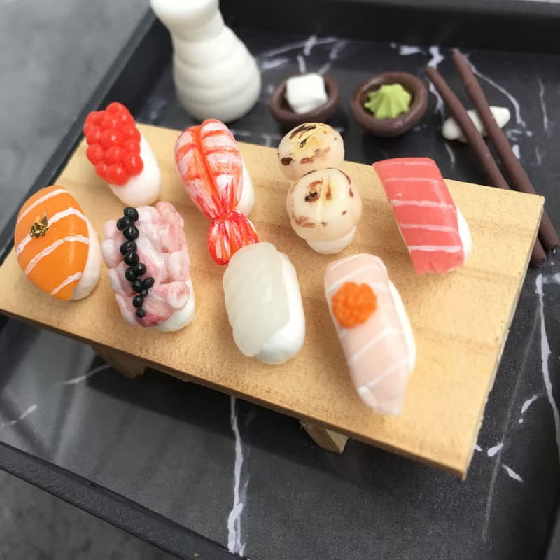 尤朵拉小屋 生日禮物、情人節禮物、袖珍日本鮭魚壽司、飾品盒