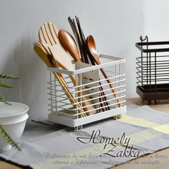 【Homely Zakka】日式簡約鐵藝可掛式筷子叉勺餐具分類瀝水籃/餐具收納架/置物架_2色任選(收納 瀝水 置物)