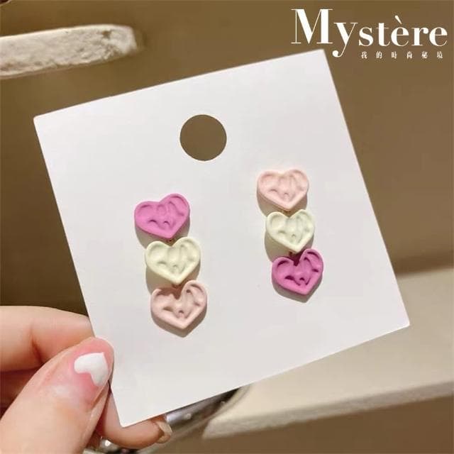【my stere 我的時尚秘境】母親節禮物 2022新款-韓國甜美粉漸層愛心耳環(S925銀針 甜美 粉色漸層 愛心)