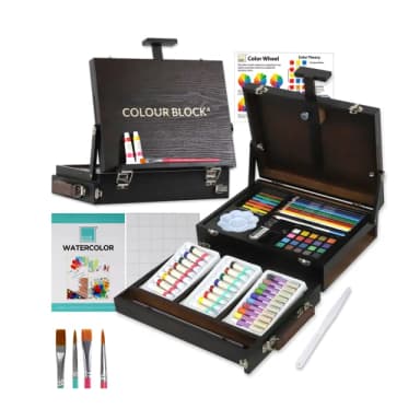 【COLOUR BLOCK】畫架型多媒材木盒組 收納畫具二合一(母親節送禮首選)