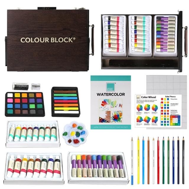 【COLOUR BLOCK】畫架型多媒材木盒組 收納畫具二合一(母親節送禮首選)
