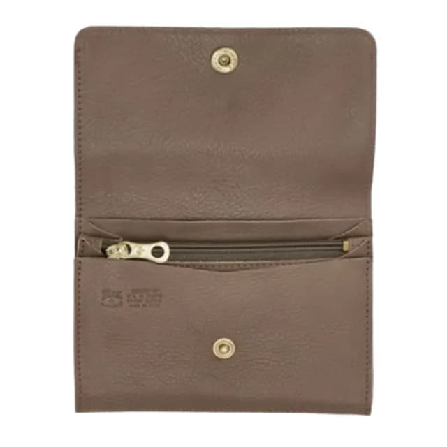 【IL BISONTE】雙11  女款 Alberese 牛皮按扣皮夾/錢包(灰褐色)