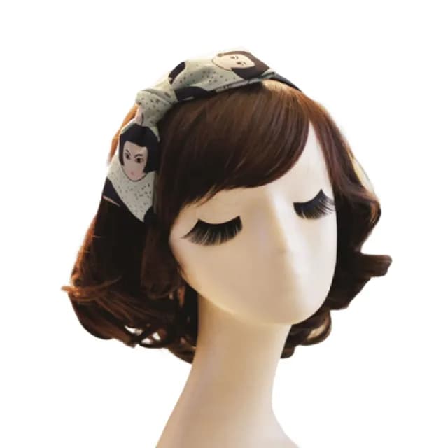 【Akiko Sakai】和風少女塗鴉蝴蝶結造型髮箍 -單一色系(生日 送禮 禮物)