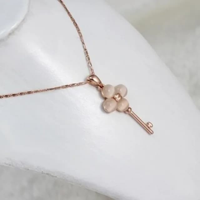 【米蘭精品】現貨+預購 玫瑰金項鍊貓眼石吊墜(精美鑰匙時尚精選情人節生日聖誕節交換禮物女飾品73kt24)