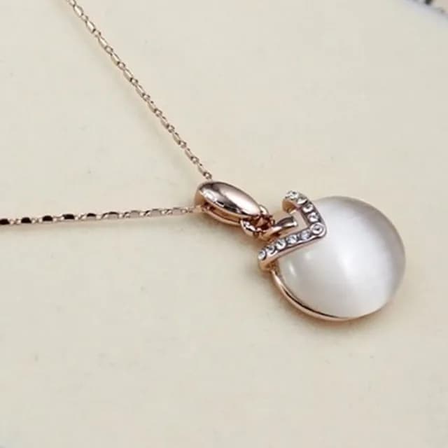 【米蘭精品】現貨+預購 玫瑰金項鍊貓眼石吊墜(精緻鑲鑽名媛優雅情人節生日聖誕節交換禮物女飾品73kt33)