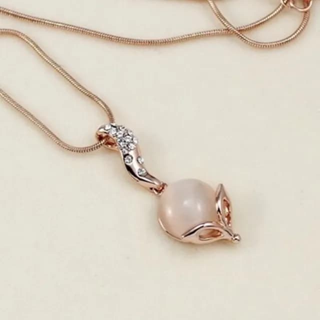 【米蘭精品】現貨+預購 玫瑰金項鍊貓眼石吊墜(精緻小狐狸時尚精選情人節生日聖誕節交換禮物女飾品73kt51)