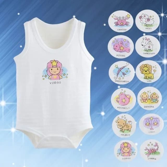 【橘魔法】12星座透氣精梳棉無袖包屁衣(背心 連身包屁衣 女童 男童 中性款 童裝)