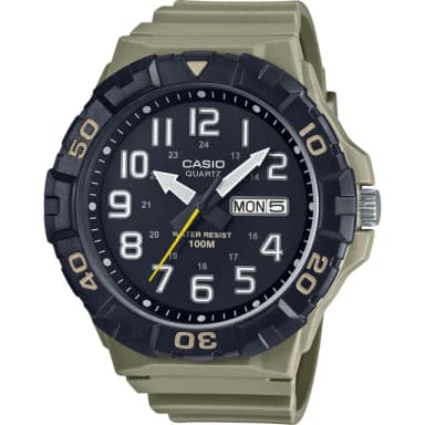【CASIO 卡西歐】學生錶 Outdoor 潛水風運動手錶-卡其 考試手錶 聖誕節 禮物 交換禮物(MRW-210H-5A)