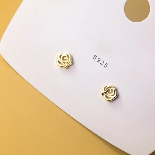 【AnnaSofia】925純銀針耳針耳環-鏤空玫瑰 現貨 送禮(金系)