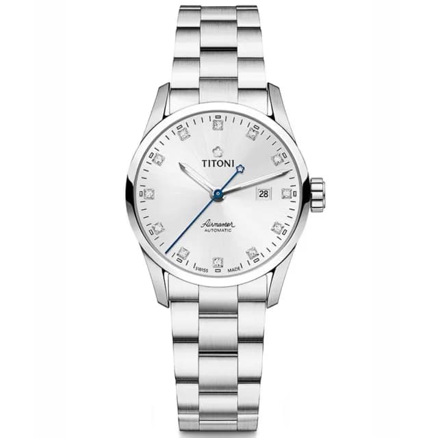 【TITONI 梅花錶】空中霸王系列 時尚簡約 鋯石 機械腕錶 雙11 特惠 推薦(23743S-581)