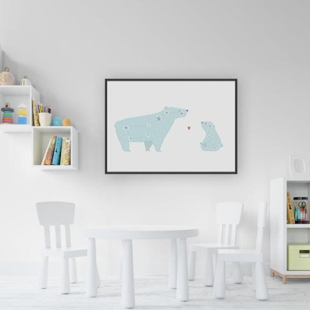 【菠蘿選畫所】星座 • 療癒大熊-50x70cm(可愛北極熊掛畫/母親節裝飾/幼兒園擺設/父親節禮物)