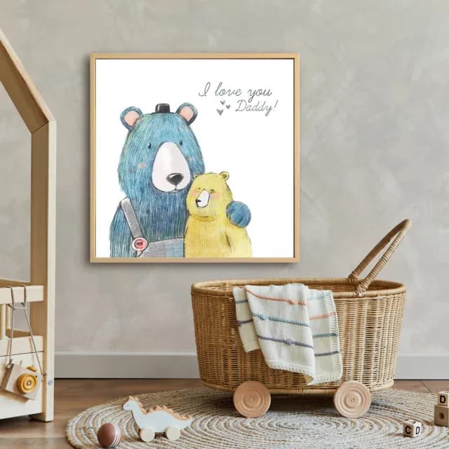 【菠蘿選畫所】爸爸熊愛你-40x40cm(大熊掛畫/兒童房裝飾/親子禮物/父親節禮物)