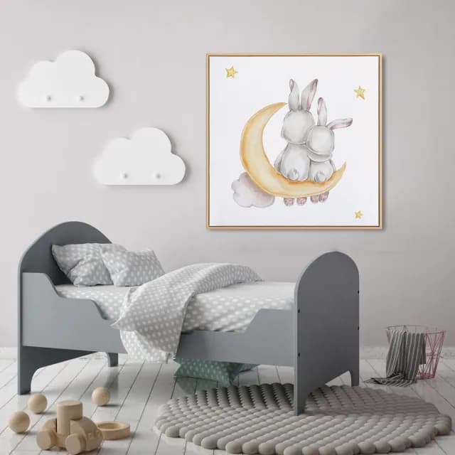 【菠蘿選畫所】最好的陪伴-40x40cm(可愛童趣感兔子掛畫/兒童房佈置/親子禮物/家居裝飾/母親節)
