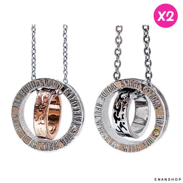 【ENANSHOP 惡南宅急店】火焰紋雙環項鍊2入組 韓國流行 項鍊 多款任選 情侶對練 情人節禮物-003