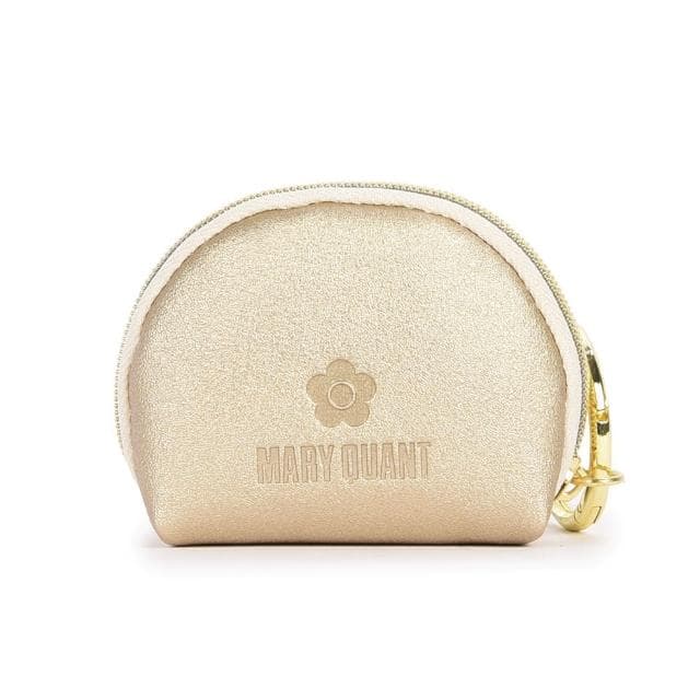 【Mary Quant 瑪莉官】母親節禮物 小雛菊零錢包吊飾 可水洗折疊購物袋(香檳金x粉色)