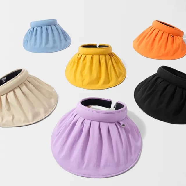 【米蘭精品】現貨+預購 空頂帽防曬帽(兩用可摺疊貝殼帽女帽子母親節禮物6色74cp18)