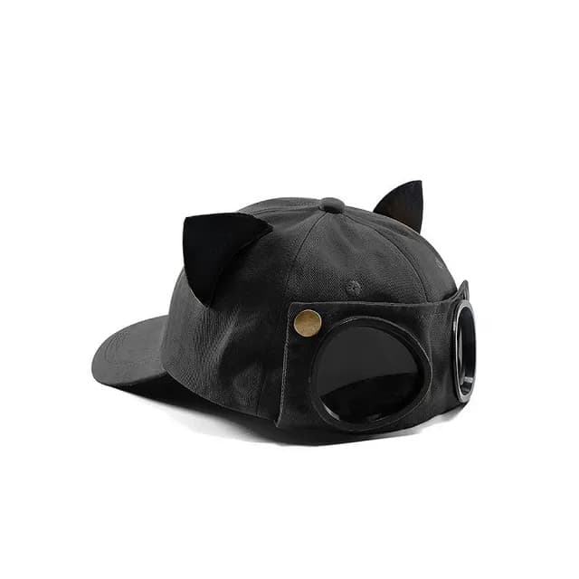 【米蘭精品】現貨+預購 棒球帽防曬帽(可愛貓耳墨鏡鴨舌帽男女帽子母親節禮物4色74cp27)