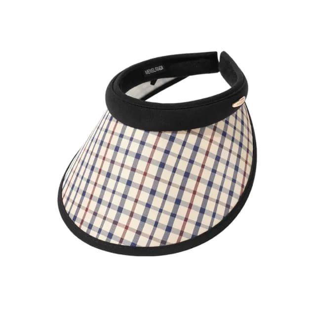 【米蘭精品】現貨+預購 空頂帽防曬帽(復古格子大簷男女帽子母親節禮物2色74cp26)