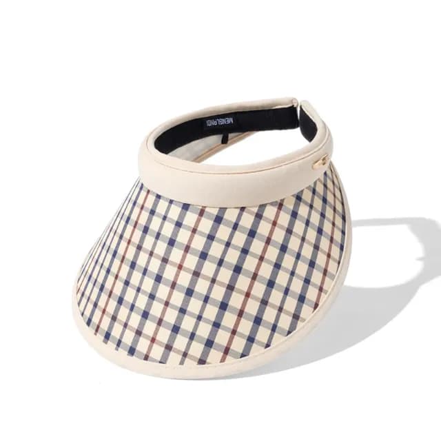 【米蘭精品】現貨+預購 空頂帽防曬帽(復古格子大簷男女帽子母親節禮物2色74cp26)