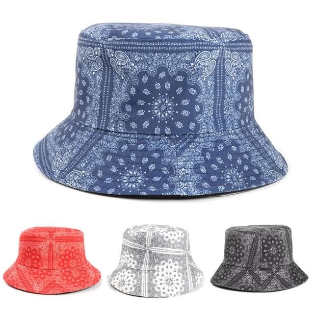 【米蘭精品】現貨+預購 漁夫帽遮陽帽(腰果花印花雙面戴盆帽男女帽子情人節生日聖誕節交換禮物5色74cq14)