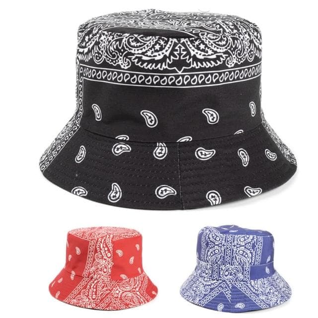 【米蘭精品】現貨+預購 漁夫帽遮陽帽(腰果花印花雙面戴可摺疊男女帽子情人節生日聖誕節交換禮物3色74cq40)