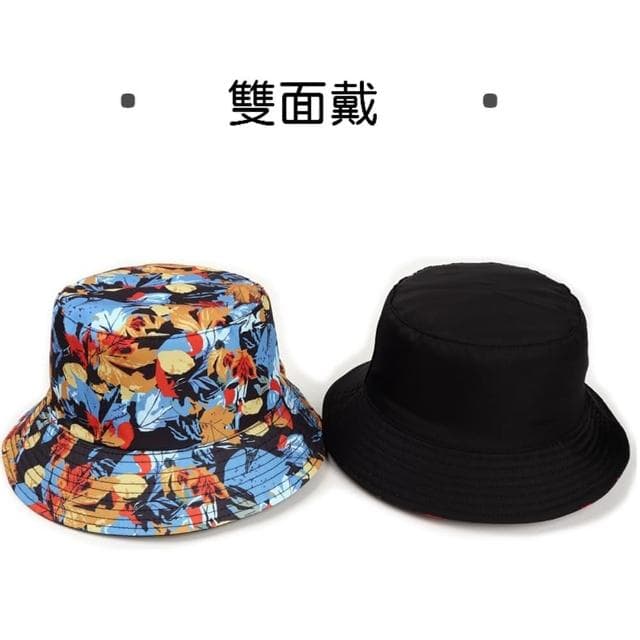 【米蘭精品】現貨+預購 漁夫帽遮陽帽(樹葉印花雙面平頂男女帽子情人節生日聖誕節交換禮物74cq32)