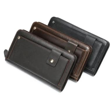 【米蘭精品】現貨+預購 長夾真皮錢包(多卡位牛皮復古個性男包包父親節情人節生日禮物3色74cb2)