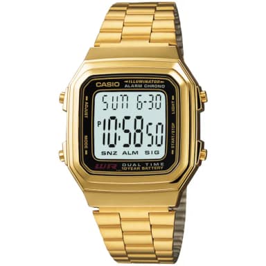 【CASIO 卡西歐】學生錶 復古時尚方形電子錶-金 送禮 禮物 推薦 交換禮物(A178WGA-1A)