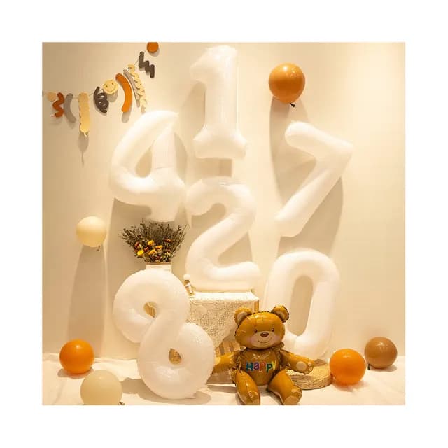 派對佈置40吋白色大數字氣球1個-數字任選(生日派對 求婚告白 畢業跨年 週年紀念 寶寶周歲 布置)