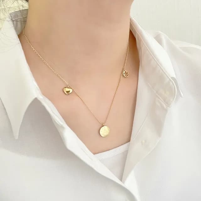 【UME.Acce】愛心笑臉星星鈦鋼項鍊(鈦鋼 項鍊 鈦鋼項鍊 愛心 笑臉 星星)
