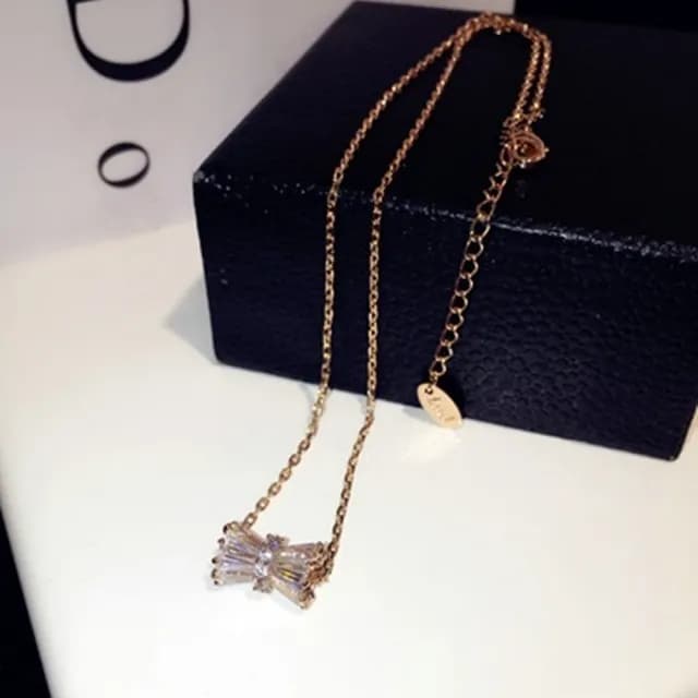 【米蘭精品】現貨+預購 玫瑰金項鍊鑲鑽吊墜(時尚流行亮眼百搭情人節生日聖誕節交換禮物女飾品73jp7)