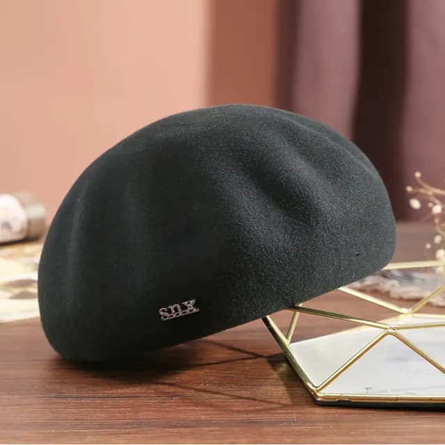 【米蘭精品】現貨+預購 羊毛帽貝雷帽(保暖鑲鑽優雅毛呢畫家女帽子情人節生日聖誕節交換禮物6色74dq17)