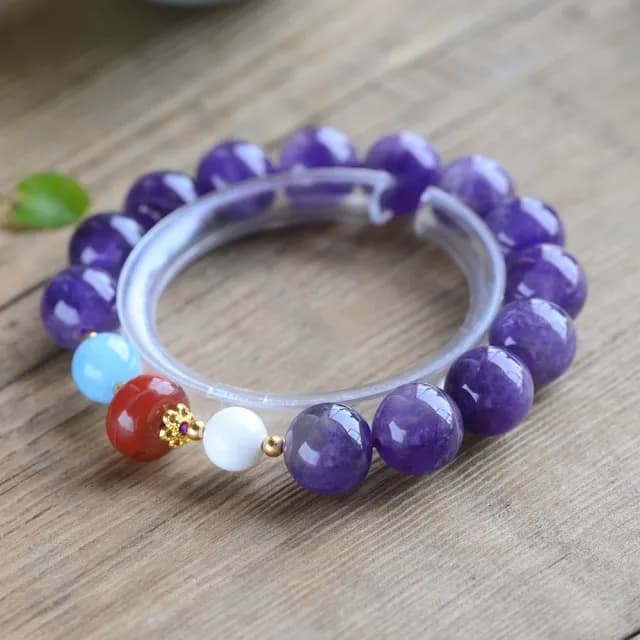 【桃花源創意工坊】紫水晶手鍊 天河石配南紅瑪瑙手鍊(手鍊)