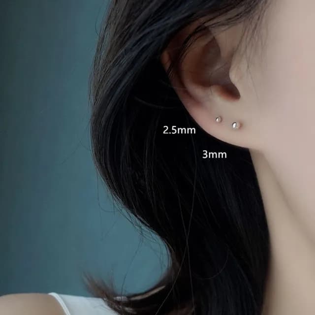 【Emi 艾迷】小圓珠 養耳洞 清新925銀針 耳環(2-4mm)