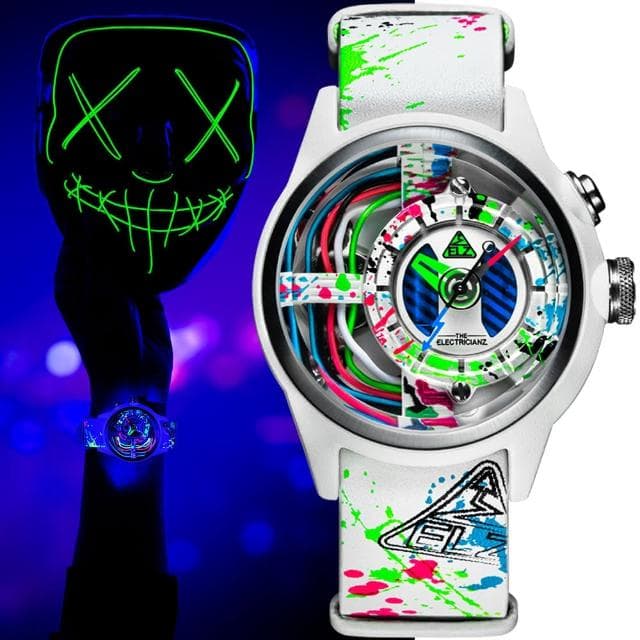 【THE ELECTRICIANZ】發電機 彩色電纜時尚腕錶 手錶 男錶 指針錶 畢業禮物(White Edition)