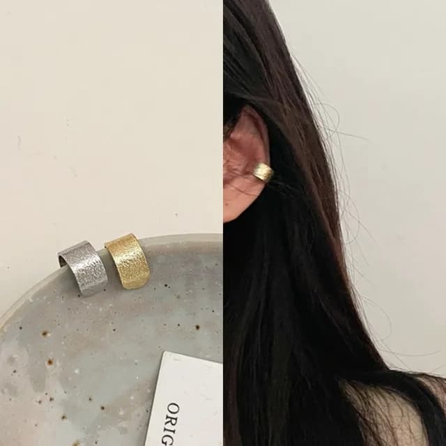 【NDM 南大門】金屬肌理質感 不對稱耳骨夾式耳環無耳洞耳扣耳夾耳窩夾(1個入)