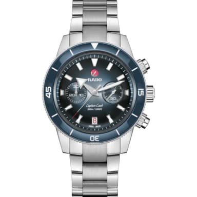 【Rado 雷達表】Captain Cook 庫克船長300米潛水計時機械錶-藍/43mm R02送禮推薦(R32145208)